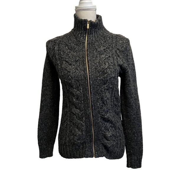 Tommy Hilfiger Gray Full Zip Fisherman Cable Knit Cardigan Sweater Jacket Size S - Picture 2 of 9